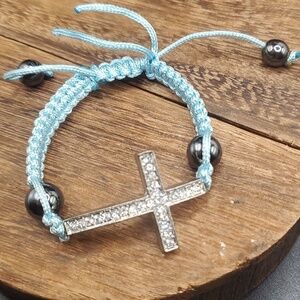 High end heavy duty crystal cross‎ paracord  bracelet B1916